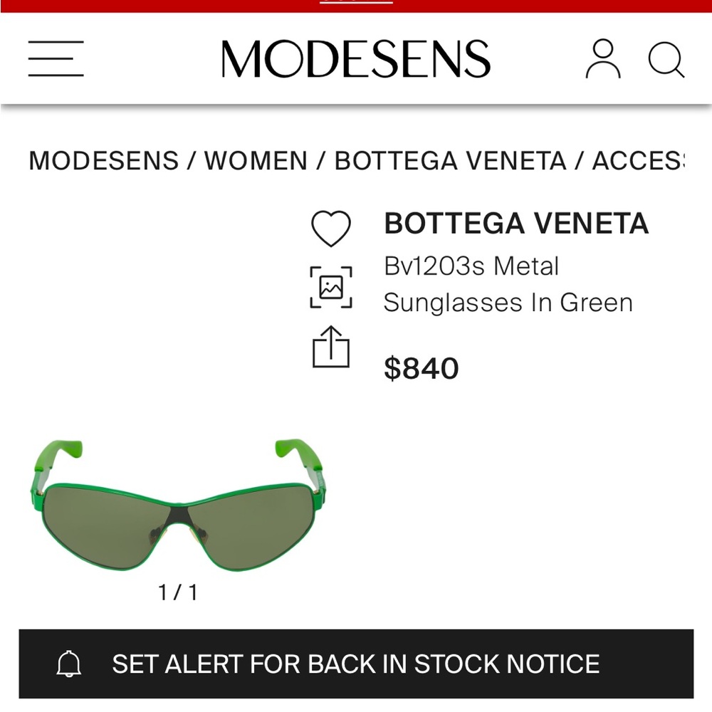 Brand New Green Bottega Sunglasses